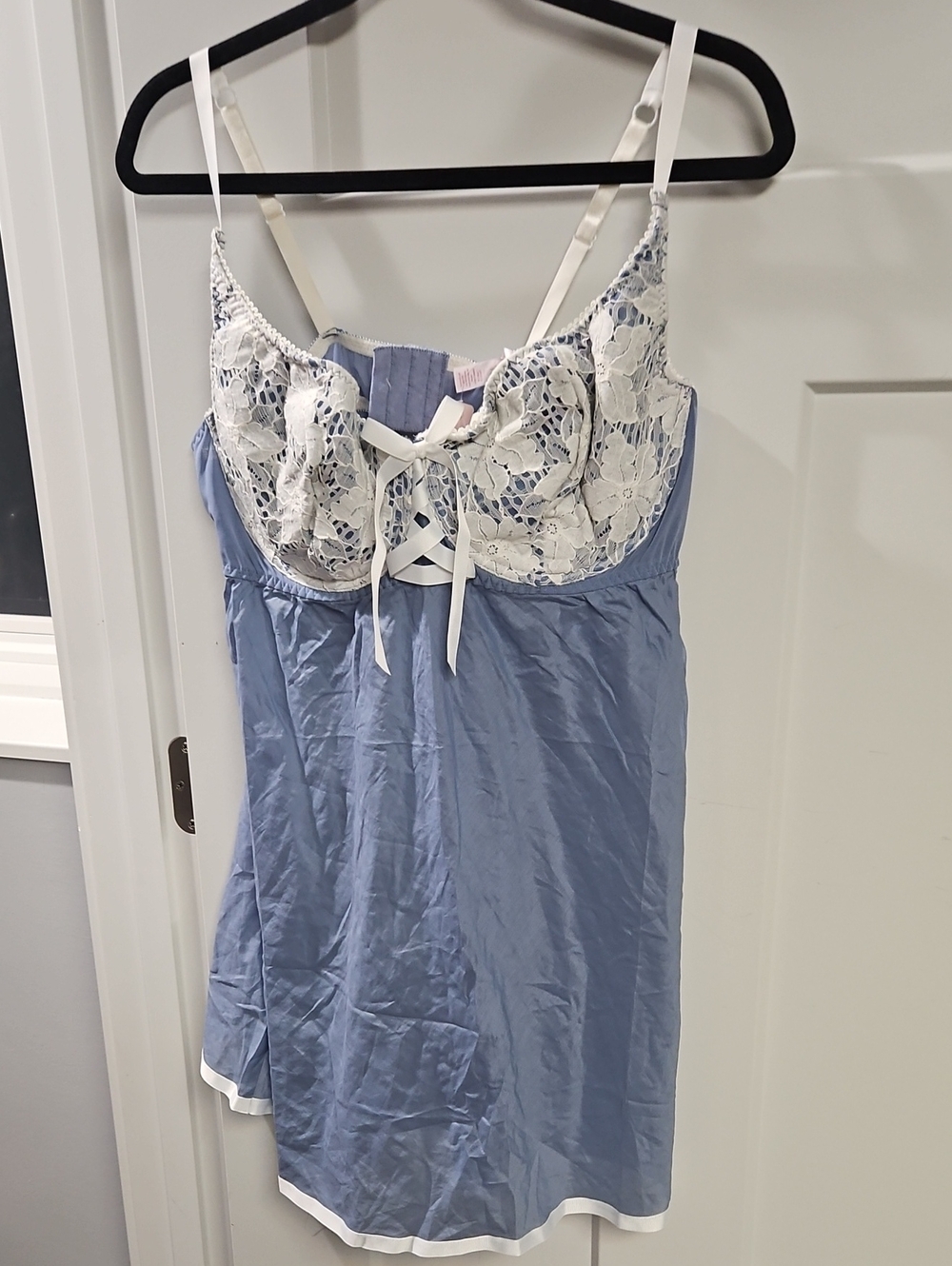 Cacique Light Blue Chemise with White Lace Bodice